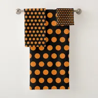 Orange Polka Dot Bath Towel Set