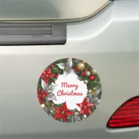 Merry Christmas Festive Wreath Modern Holiday  Car Magnet