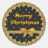 Black and Gold Merry Christmas Stickers