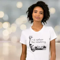 I'd Rather Be Reading with Vintage Illustration T-Shirt