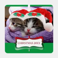 Kittens in Santa Hats Christmas 20XX Metal Ornament