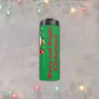 Monogrammed Merry & Bright on Green |  Thermal Tumbler