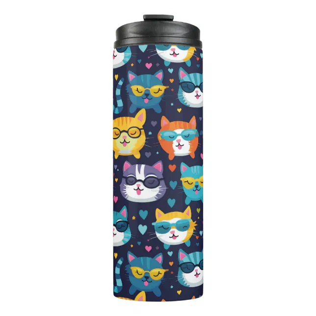 Assorted Cat Faces Funny Cool Cats  Thermal Tumbler