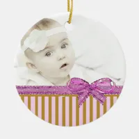 Personalize this Pink & Brown Photo Ornament