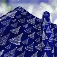 Shining Christmas Trees Stars Royal Blue Wrapping Paper