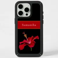 Custom Name Red Hibiscus Flower Side Tropical iPhone 15 Pro Max Case