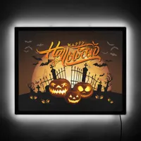 Glowing Pumpkins at Cemetery Gates ID981 LED Sign