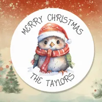 Cute Christmas Penguin Holiday Classic Round Sticker