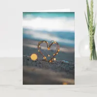Sparkling Heart on Beach | Unique Romantic Photo Card
