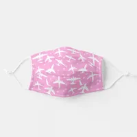 Pink and White Airplane Patterned Adult Cloth Face Mask