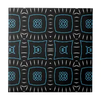 Black White & Teal Modern Geometric Pattern Ceramic Tile