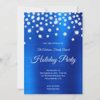 Large Sparkly Rhinestone Royal Blue Foil Holiday Invitation