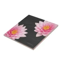 Elegant Floating Pink Lotus Flowers Ceramic Tile