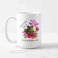 Cute Frog or Toad Pun on Pink Flowers Coffee Mug