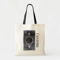 Dark Zodiac Astrology: Aquarius Black Silver Name Tote Bag