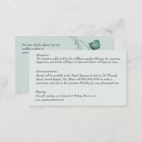 Romantic Sage Green Eucalyptus Watercolor Wedding Enclosure Card