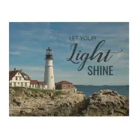 Let Your Light Shine Lighthouse Photo Portland Hea Wood Wall Art