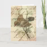 Vintage Sparrow with Handwritten Background Card