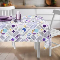 Retro Geometric Abstract Pat#4 Purple Blue ID1067 Tablecloth