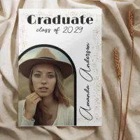 Elegant Modern Script Arch Photo Gold Graduation  Invitation