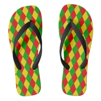 Jamaica Rasta Flag Colors Diamond Patterned Flip Flops