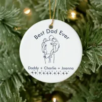 Best Dad Ever, Father holding Children 1-Photo  Ceramic Ornament