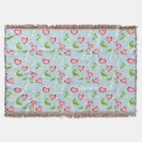 Fun Colorful Hearts and Flowers Throw Blanket