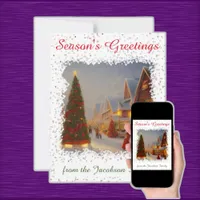 Chintzy Christmas Trees Seasonal Greetings Holiday Card