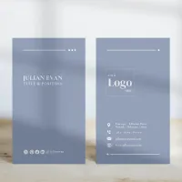 Modern Plain Professional Dusty Blue Mental Health Business Card