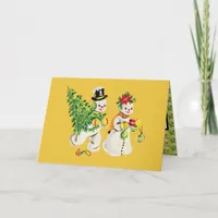 Retro Snowmen Christmas Card