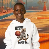 One Cool Cat Who Loves to Play Bas-cat-ball Hoodie