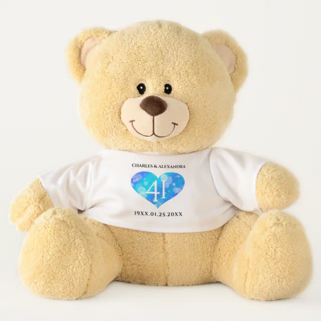 Elegant 41st Blue Topaz Wedding Anniversary Teddy Bear