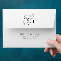 Elegant Calligraphy Ampersand Monogram Wedding Envelope