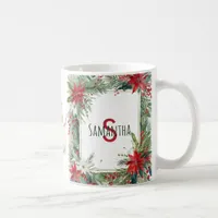 Monogrammed Elegant Christmas Winter Botanicals Coffee Mug