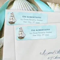 Christmas Nautical Sailing Ship Return Address Label