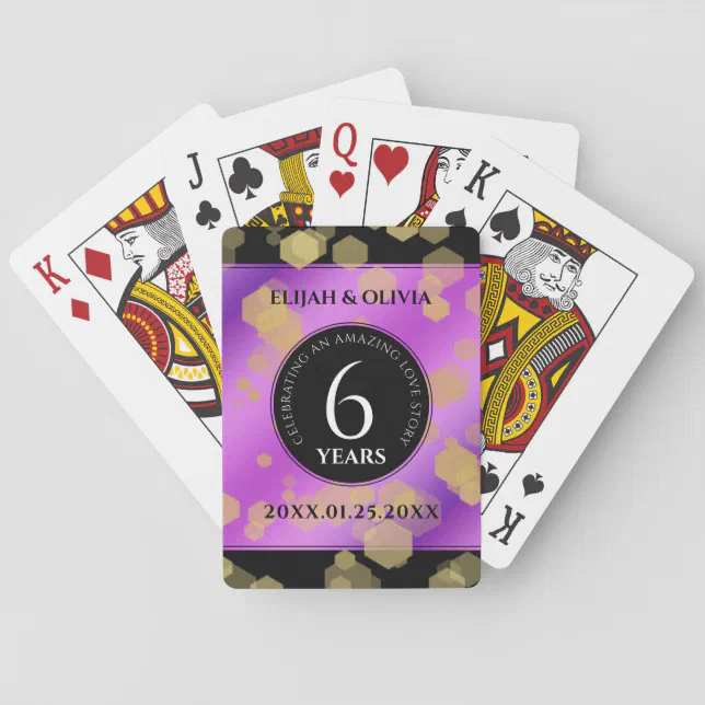 Elegant 6th Amethyst Wedding Anniversary Poker Cards