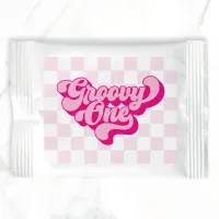 Retro Groovy One Pink and White Check Lemonade Drink Mix