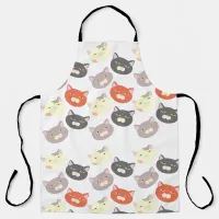 Sassy Fun Cat Heads Cartoon Love Pattern Apron