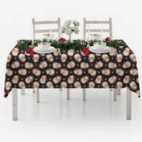 Vintage Retro Santa Black Christmas Tablecloth