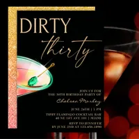 Dirty Thirty Martini Black & Gold 30th Birthday Invitation