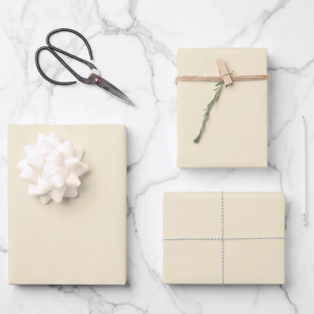 Cream Solid Color Wrapping Paper Sheets