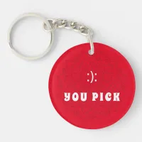 You Pick Emoticon Red Mandala Keychain