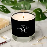 Love Calligraphy Initials Heart White B&W ID940 Scented Candle