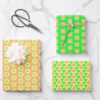 Fun Sherbert Colors, Orange, Lime Green and Yellow Wrapping Paper Sheets