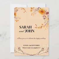 Terracotta Boho Floral Earthy Beige Wedding Invitation