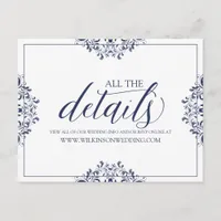 Wedding Details / Info Card Elegant Navy Blue