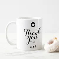 Minimalist White Wedding Thank You Script Monogram Coffee Mug