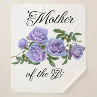 Mother of the Bride Watercolor Blue Roses Bouquet  Sherpa Blanket