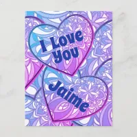 Mandala Hearts I Love You  Postcard