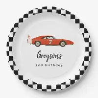 Modern Race Car Boy 2nd Birthday Party Paper Plates